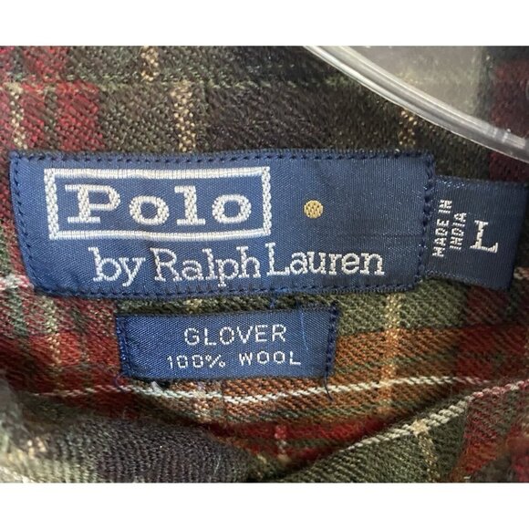 Polo by Ralph Lauren Glover Button Front Shirt Size Large 100% Wool Tartan Plaid - Picture 4 of 4